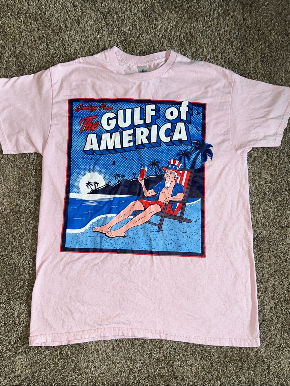Gildan Light Pink Crewneck Gulf of America T/Shirt Sz Medium